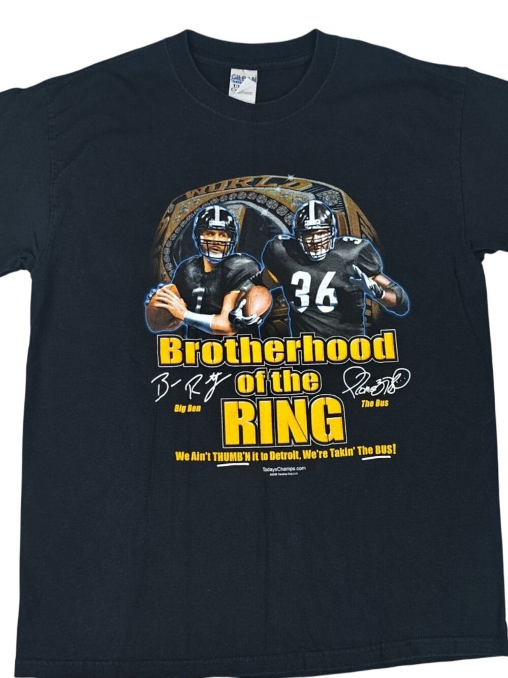Vintage Pittsburgh Steelers Brotherhood Of The Ring Graphic T-Shirt Men's Black